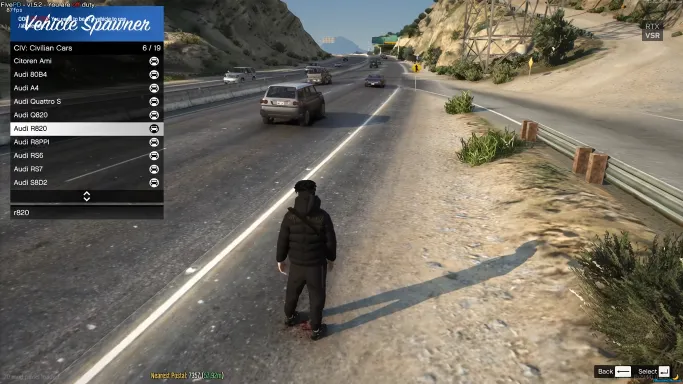 GTA V RP ESX Vehicle Spawner Script with categorized menu and role-based access.