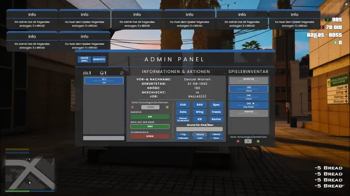 ESX Admin Menu – Complete FiveM admin control interface with player and inventory management
