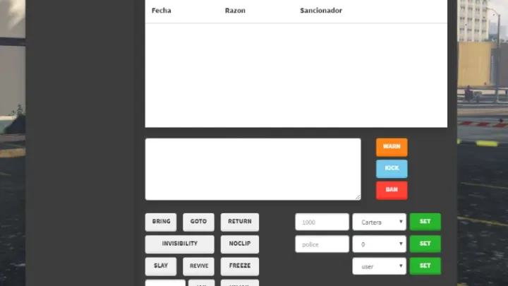 ESX Admin System Panel for In-Game Moderation in FiveM