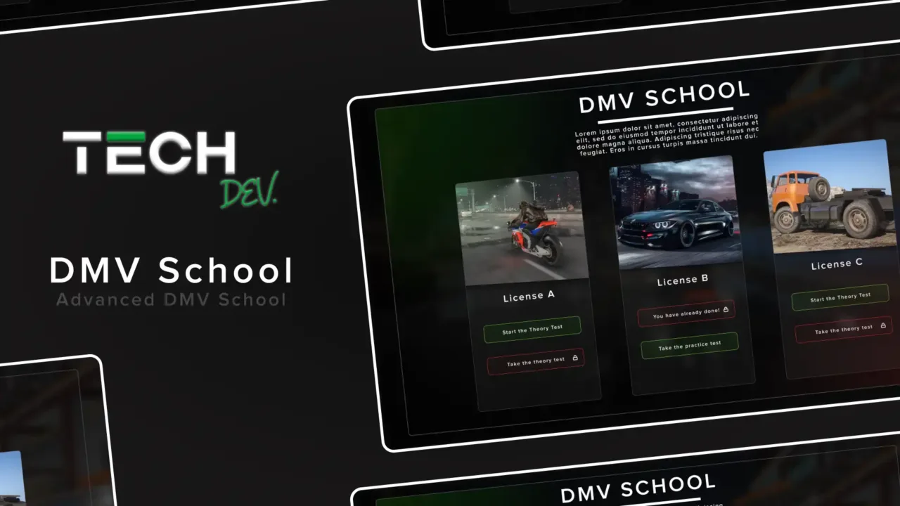 ESX Advanced DMV School Script – Interactive Vehicle License Exams for FiveM