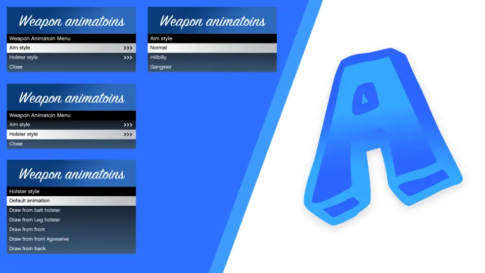 ESX Advanced Weapon Animation Menu with Custom Aim and Holster Styles