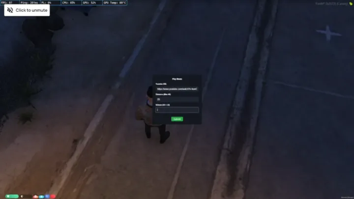 ESX Advanced Boombox Script interface in FiveM gameplay