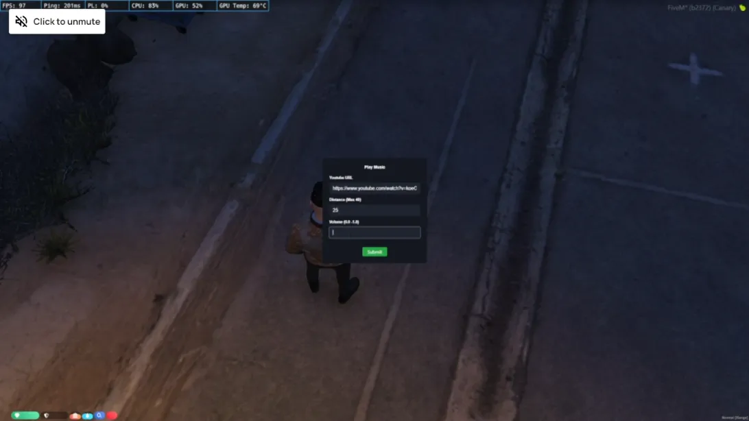 ESX Advanced Boombox Script interface in FiveM gameplay