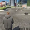 Player using ESX Car Resource Script to control a remote vehicle in GTA-style game.