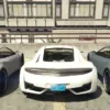 Screenshot of multiple sports cars with colored custom license plates using the ESX Custom License Plates and Patterns Script in FiveM.