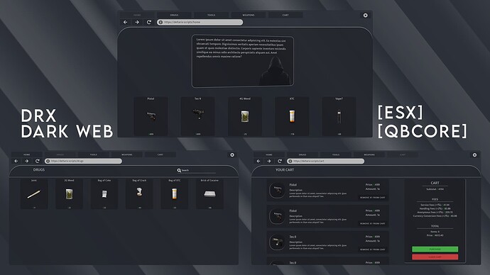 FiveM ESX QBCore Dark Web Script for buying illegal items in RP