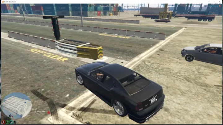 FiveM ESX drag racing script with race lane, lights, and vehicles at start
