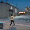 FiveM screenshot of a player using the ESX Fake Bags Script to throw a decoy loot bag during a roleplay scenario.