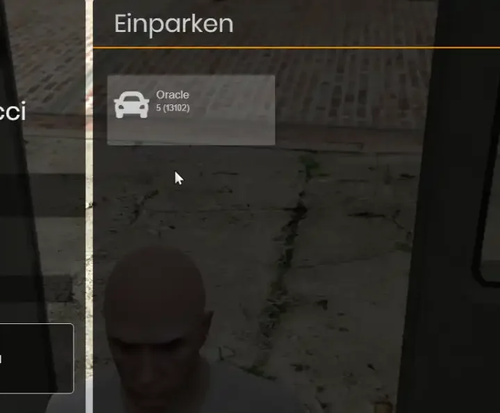 Vespucci garage parking system interface in FiveM with vehicle interaction options