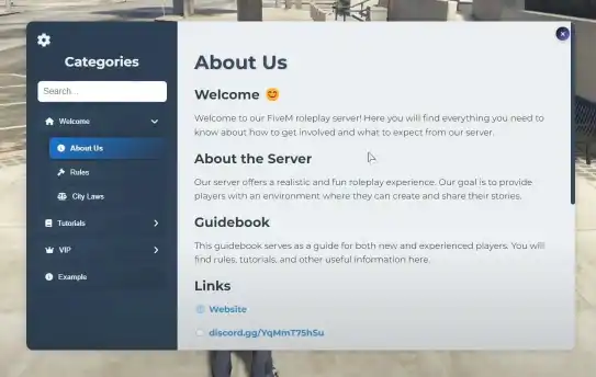 ESX Guidebook Script - In-Game Tutorial and Information for FiveM RP