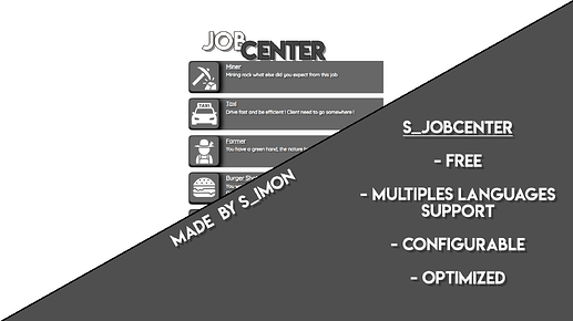Esx Job Center script for GTA V with configurable job roles and multi-language support.