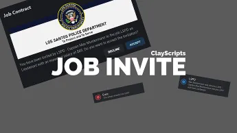 ESX Job Invite Script UI showing job offer notifications and accept/decline options