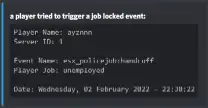 FiveM ESX job locked event security log screenshot