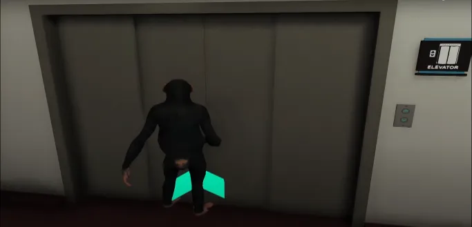 GTA V character at elevator using ESX Lifts Script in a roleplay building