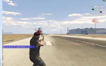 GTA V player landing a sniper headshot using ESX Longshot Script.