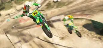 ESX motocross stunt bikes performing tricks mid-air in FiveM server