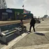ESX Ped Chat Script showing NPC interaction on boardwalk in FiveM