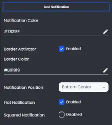 FiveM ESX Personalized Notifications Script UI with color, border, and position settings