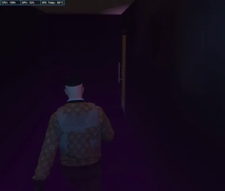 FiveM ESX Play Music Anywhere Script in use in a dark hallway environment