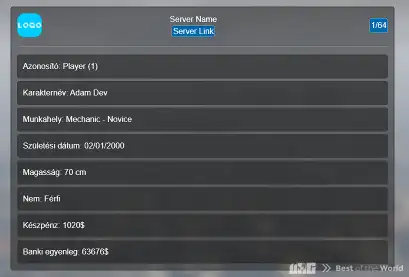 FiveM ESX player information panel showing character details