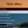 ESX Police Menu interface with arrest and vehicle actions in FiveM