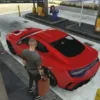 GTA V ESX Refuel Pump Script - Player refueling red sports car at gas station