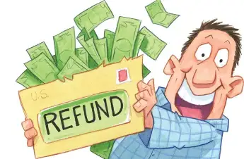 ESX Refund System cartoon showing happy player receiving money refund in FiveM