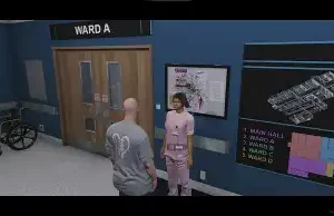 FiveM ESX Revive NPC standing in hospital near Ward A in GTA V roleplay