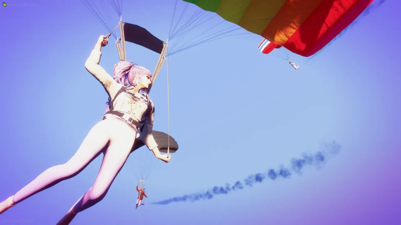 Player skydiving with parachute in ESX FiveM RP skydiving script