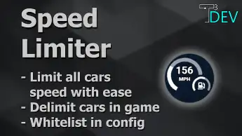 ESX Speed Limiter interface with features like limit, delimit, and whitelist options for in-game vehicles.