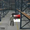 Player customizing UI color using ESX Theme Selector Script inside a warehouse in FiveM.