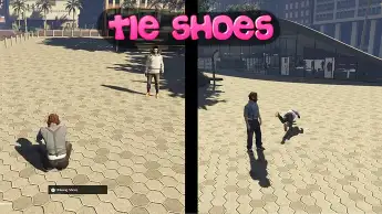 Player using the ESX Tie Shoes Script animation in GTA RP.