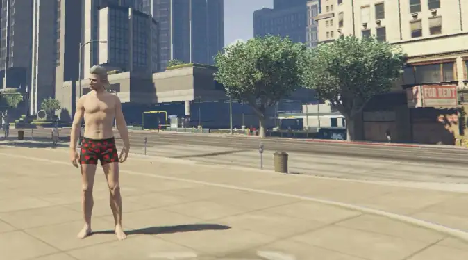 FiveM screenshot of a player using the ESX Transport Script while waiting for city transport in an urban roleplay setting.