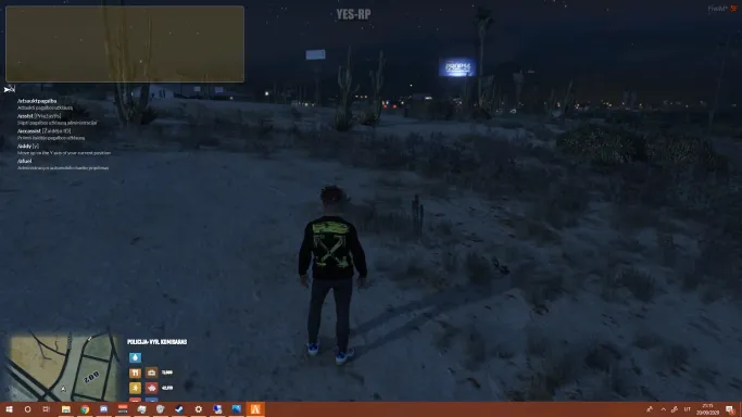 FiveM ESX Treasure Script player exploring desert at night for hidden loot
