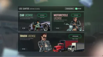 Driving license selection menu from ESX Vehicle Driving School Script in GTA RP.