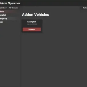 ESX categorized vehicle spawn menu with addon car selection in FiveM