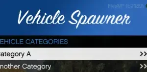 FiveM ESX vehicle spawner menu showing vehicle category options