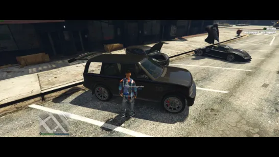 Player standing near SUV with text prompt above vehicle using ESX Vehicle Thought System Script in FiveM.