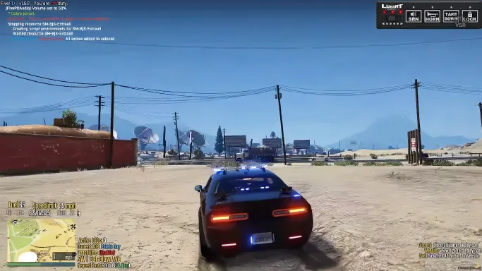 FiveM police car with emergency lights using ESX vehicle lighting script