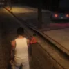 Player placing a warning triangle using the ESX Warning Triangle Script in GTA RP.