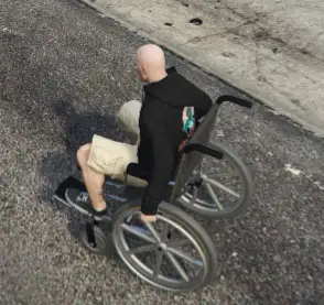 Player using a functional wheelchair in FiveM with ESX wheelchair script
