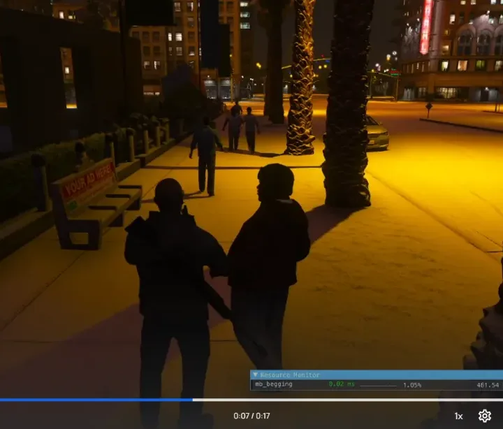 FiveM ESX script for street begging RP interaction at night