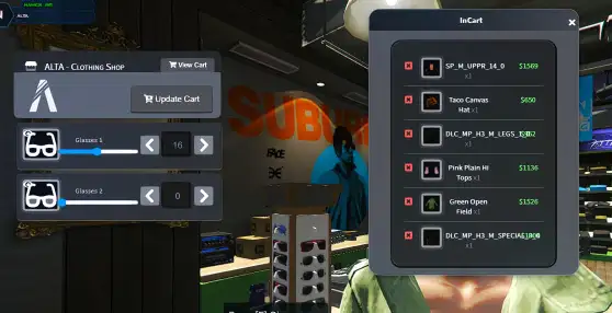 ESX Clothes Shop Script with Cart and Item Preview in FiveM