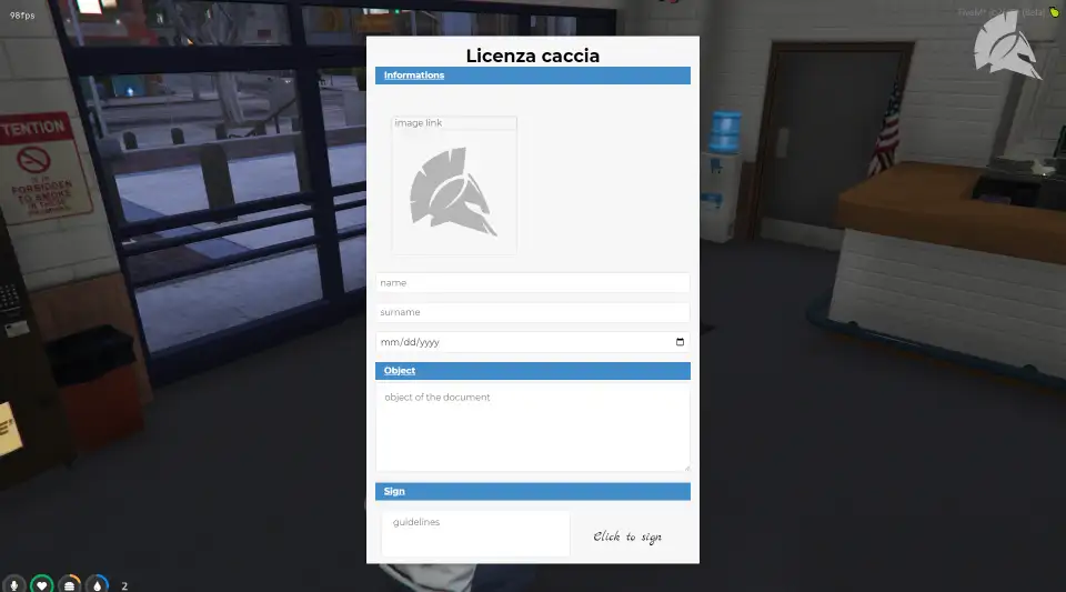 Player filling out a digital license using ESX Documents Script in GTA RP.