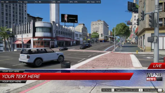 Live news broadcast UI using ESX News Script with Weazel News overlay in GTA RP.