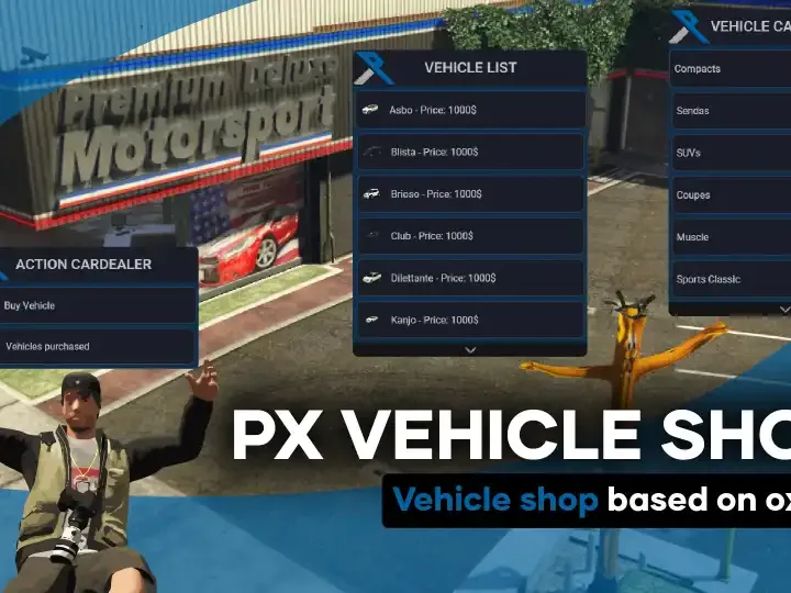 ESX Vehicle Shop Script – Vehicle Sales and Management for FiveM