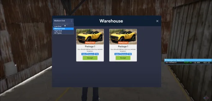 ESX Vehicle Warehouse Script for Tiered Delivery Missions and Vehicle RP in FiveM