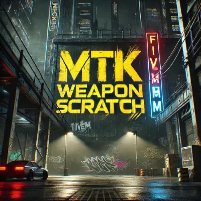 ESX Weapon Scratch Script for FiveM, enabling weapon customization with unique scratch and design features for enhanced roleplay immersion.