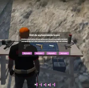 Player crafting guns at a weapon station using ESX Weapon Crafting Script in GTA RP.