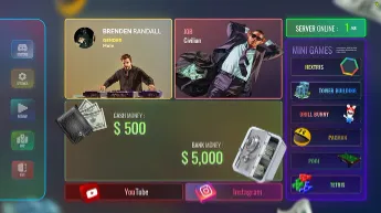 Qbcore Pause Menu with player stats, mini-games, and server information for FiveM.